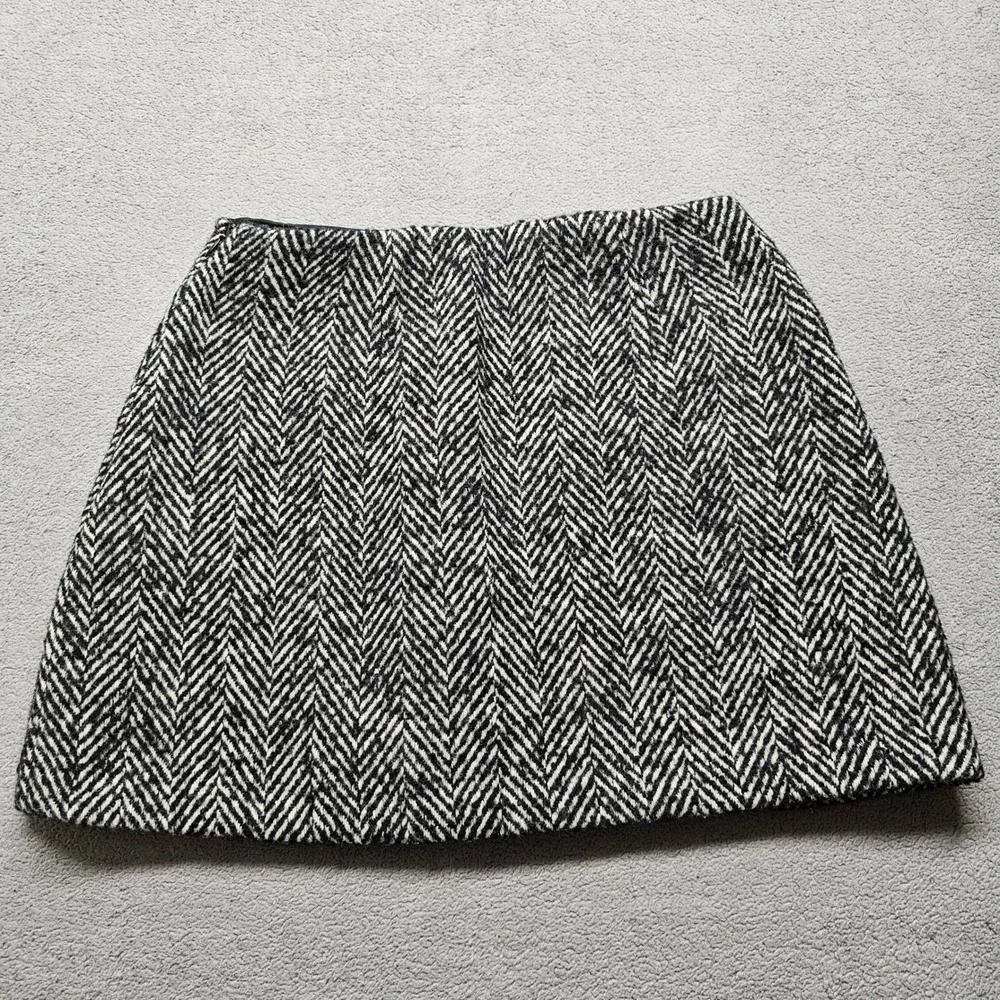 Abercrombie & Fitch Mini Skort Womens XS Black White Herringbone Tweed Side Zip
